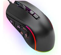 ASHATA Souris de Jeu RVB, Souris de Jeu Ergonomique Personnalisable Filaire avec DPI Réglable 800-12800, 10 Boutons Programmables, 14 Effets D'éclairage, pour Ordinateur PC