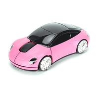 ASHATA Souris sans Fil 2,4 G, Souris de Voiture Mignonne avec Récepteur USB, Souris Optique 1600 DPI pour Ordinateur Portable, Tablette, avec Lumière LED (Rose)