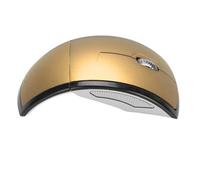 ASHATA Souris sans Fil Pliable, Souris de Voyage Arc Portable 2,4 GHz, Souris D'Ordinateur Ergonomique, Interrupteur de Mise Hors Tension Magnétique avec Récepteur USB pour Ordinateur (Gold)