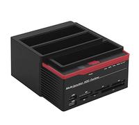ASHATA Station d'accueil pour Disque Dur Externe, Station d'accueil pour Disque Dur USB3.0 SATA/IDE 2,5/3,5 Pouces à Trois Baies Offline Clone HUB Reader pour