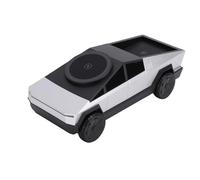 ASHATA Station de Recharge sans Fil 3 en 1, Modèle de Voiture, Chargeur Rotatif à L'échelle 1:25 avec Lumière Ambiante, Station de Recharge de Voyage Portable pour Téléphone, Montre, (Silver)