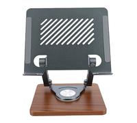 ASHATA Support de Tablette, Hauteur à Double Axe Rotatif à 360 °, 17,3 | Alliage D'aluminium, Base en Noyer, Refroidissement ventilé, Support pour Ordinateur Portable, Bureau à Domicile, Jeux,
