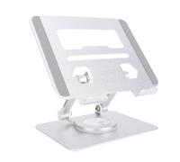 ASHATA Support de Tablette, Support en Aluminium Réglable à 360 Degrés pour 360 Degrés avec Conception de Ventilation Ouverte pour Les Tablettes de Lecteurs électroniques de 5,8 à 12,9 (Silver)