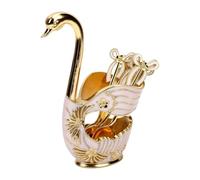 ASHATA Swan Cuillère à Dessert Set, Organisateur Métallique Décoratif | Métal épais plaqué or, polyvalent pour les pinceaux de maquillage, ajout luxueux à la maison.