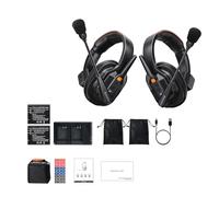 ASHATA Système d' sans Fil, 2 Pièces, Casque de Communication pour 2 Personnes, Duplex Intégral, avec Réduction du Bruit AI ENC, pour Entrepôt de Bureau