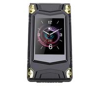 ASHATA Téléphone à Clapet Double écran débloqué 4G LTE avec Haut-parleurs Puissants pour Les Appels Seniors Messages Texte Internet Multifonctionnel ABS 2,8 2,4 Pouces 1 Go de RAM Batterie 6800 MAh