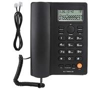 ASHATA Téléphone avec Fil, Numéro d'identification appelant Téléphone Appels Mains Libres Bureau à Domicile Hôtel Téléphone Fixe Anglais, téléphone Bureau avec Fil avec Fonction (Noir)