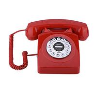 ASHATA Téléphone Filaire dans Un Design rétro, téléphone Fixe Vintage/téléphone Design rétro/téléphone Fixe Filaire/Vieux téléphone Cadranr Rotatif Décoration pour Maison(Rouge)