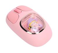ASHATA Thème de Poupée Mignon Souris sans Fil, 2,4 G de Fil sans Fil et Bluetooth 5.0 3.0, rétro-éclairé RVB, Adorable Souris sans Fil Optique Silencieuse avec Récepteur USB pour (Rose)