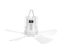 ASHATA Ventilateur de Plafond Portable alimenté par Batterie USB, avec Lumière, 5 Pales, Silencieux, pour Tente, Minuterie, Télécommande, pour Camping en Plein Air