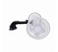 ASHATA Ventilateur de Voiture Rechargeable à Double Tête avec Conception Réglable à 360 Degrés |Ventilateur de Refroidissement à Ventouse Stable pour Camions, Camping-cars, SUV (WHITE)
