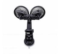 ASHATA Ventilateur de Voiture Rechargeable à Double Tête avec Conception Réglable à 360 Degrés |Ventilateur de Refroidissement à Ventouse Stable pour Camions, Camping-cars, SUV (BLACK)