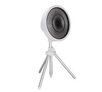 ASHATA Ventilateur Oscillant Portable 3 en 1 avec Trépied, Ventilateur de Tente à Piles pour Camping Pêche avec Lumière et Chargeur de Téléphone (WHITE)