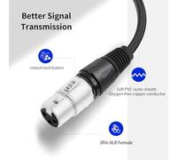 ASHATA Xlr Passe à Travers le Câble, Monture de Panneau Mâle sur le Connecteur Féminin 3 Broches D Câble Xlr, pour les Mélangeurs de Microphones Amplificateurs D'éclairage de Scène, 2 (SILVER)