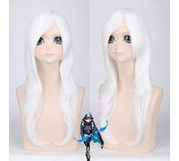 Ashe LoL 60 cm Anime jeu longues bouclés ondulés Cosplay perruques pour femmes femme faux cheveux pour Costume fête blanc