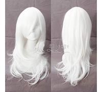 ashe LOL 65 cm jeu d'anime longs bouclés ondulés Cosplay perruques pour femmes femme cheveux synthétiques + casquette de perruque blanc