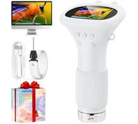 Ashfly Kids Pocket Microscope, Microscope Portable 50X-200X avec écran IPS 2" et 8 lumières LED pour la Photo et la vidéo, Cadeau Microscope pour Enfants 3+ - Blanc