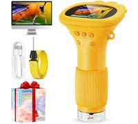 Ashfly Kids Pocket Microscope, Microscopeportable 50X-200X avec écran IPS 2" et 8 lumières LED pour la Photo et la vidéo, Cadeau Microscope pour Enfants 3+ - Orange