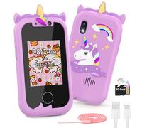 Ashfly Telephone Portable pour Enfants - Smartphone Enfant Jouets Fille 3 4 5 6 7 8 9 10 Ans, Téléphone Licornes 2,4 Pouces, Cadeaux d'anniversaire de Noël, Jouet éducatif avec 13 Jeux, Musique