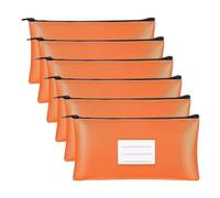 Ashikoi Lot de 6 sacs à monnaie avec fermeture éclair - Sac de dépôt bancaire - Porte-reçus - Pour pièces de monnaie, cosmétiques, papier, argent, outil facile à utiliser, Orange