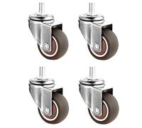 ASHILD Lot de 4 roulettes d'étagère 32 mm, roulettes pivotantes avec Tige filetée M6 x 15 mm, roulettes pivotantes en Caoutchouc pour Meubles/Chariots/Petits Caddies, adhésif TPE Souple, silencieus