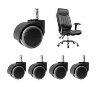 ASHILD roulettes pivotantes pour Chaise de Bureau 50 mm, 5 pièces, capacité de Charge 125 kg, roulettes de Remplacement pour Chaise pivotante, roulettes pivotantes à Double Roue en PVC, 4 Types de