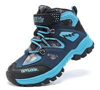 ASHION Chaussures de randonnée garçon Chaussures en Coton pour Enfants Bottes de Neige,B noir bleu,35 EU