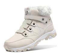 ASHION Femmes Chaussures d'hiver Bottes de Randonnée Chaudement Fourrées Bottes de Neige,A Beige,35 EU