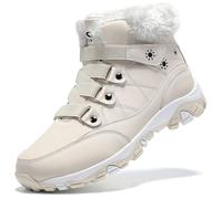 ASHION Femmes Chaussures d'hiver Bottes de Randonnée Chaudement Fourrées Bottes de Neige,A Beige,38 EU