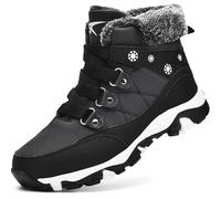 ASHION Femmes Chaussures d'hiver Bottes de Randonnée Chaudement Fourrées Bottes de Neige,A Noir,38 EU