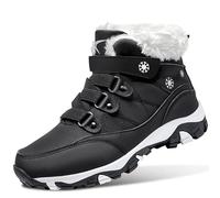 ASHION Femmes Chaussures d'hiver Bottes de Randonnée Chaudement Fourrées Bottes de Neige,A Noir Blanc,37 EU