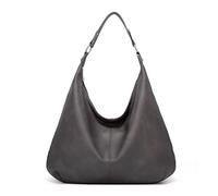 Ashioup Sacs fourre-tout en cuir synthétique souple avec fermeture éclair, pour femme, gris, Taille unique