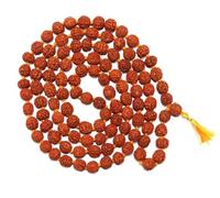 ASHIRWAD Chapelet Mala Rudraksha Mala naturel authentique de l'Himalaya certifié népalais - Collier tibétain à porter et mala Japa 5 Mukhi Mala, 108 perles mala | AE000146-00, 6mm-10mm, Rudraksha, Pas