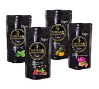 Ashka Premium goût chicha Pack Découverte 300g - 4 saveurs de 75g - arôme shisha Tiger eyes, Hawaii, Love, Menthe