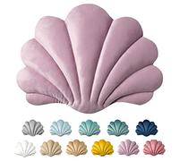 Ashler Coussin décoratif 3D en Forme de Coquille, Insert en Velours Doux Inclus pour canapé, lit, Salon, 1 pièce, Rose Violet, 35,6 x 28 cm