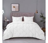 ASHLEYRIVER Parure de lit 3 pièces avec Fermeture éclair et Attaches aux Coins, 100% Microfibre de 120 g, pour très Grand lit, Blanc