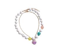 ASHLUYAK Chaîne de clavicule superposée | Parure collier fleur avec perles pastel blanches, pendentif brillant pour un style quotidien, planification de w nd