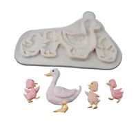 ASHLUYAK Moule à chocolat Canards pour 4 formes de personnages coordonnés | Cavités détaillées de la famille de canards, flexibles pour une libération contrôlée des pièces moulées