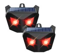 Ashmita Lot de 2 répulsifs étanches IP66 pour animaux - Fonctionne à l'énergie solaire - Lumières clignotantes rouges - Convient pour les fermes, les jardins et les cours, peut effrayer les renards