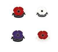 ASHMITA Lot de 4 broches coquelicots en émail Lest We Forget pour femme, Sans pierre précieuse