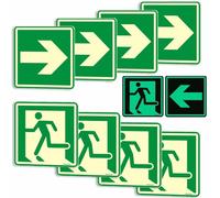 Ashoaza autocollant issue de secours | Panneau sortie de secours lumineux | 8 pièces | Cm 15x15 (flèche autocollante) - Adhésif panneau de sortie | Autocollant de panneau de sortie