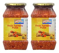 Ashoka Cornichon au curcuma frais 500 g (lot de 2) - Parfait comme condiment d'accompagnement pour tout plat indien - À manger avec un dîner indien ou avec un petit-déjeuner indien