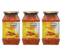 Ashoka Cornichon au curcuma frais 500 g (lot de 3) - Parfait comme condiment d'accompagnement pour tout plat indien - À manger avec un dîner indien ou avec un petit-déjeuner indien