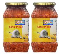 Ashoka Lot de 2 cornichons à l'ail 500 g - Parfait comme condiment d'accompagnement pour tout plat indien - À manger avec un dîner indien ou avec un petit-déjeuner indien