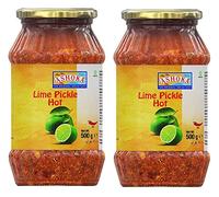 Ashoka Lot de 2 cornichons chauds au citron vert 500 g - Parfait comme condiment d'accompagnement pour tout plat indien - À manger avec un dîner indien ou avec un petit-déjeuner indien