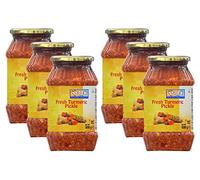 Ashoka Lot de 6 cornichons de curcuma frais 500 g - Parfait comme condiment d'accompagnement pour tout plat indien, mangé avec un dîner indien ou avec un petit déjeuner indien