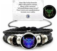 Ashopfun Bracelet avec signes du zodiaque - Fait à la main - Tissé multicouche - Réglable - 12 constellations du zodiaque - Bracelet unisexe en cuir synthétique phosphorescent - Bijoux cadeaux pour