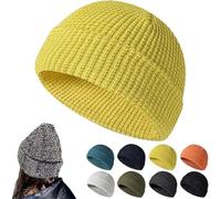 Ashopfun Flex Beanie 2.0 - Bonnet réfléchissant Weflexus unisexe, bonnet réfléchissant en tricot chaud, chaud pour la course à pied, la marche, la marche, l'hiver, jaune, taille unique