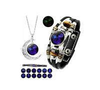 Ashopfun Spiritio Bracelet en cuir avec signe du zodiaque et esprit, bracelet multicouche réglable pour homme et femme, 7.5 inches, Simili cuir