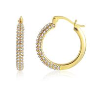 ASH'S CHOICE Boucles d'Oreilles Créoles Femme Or Plaqué 14K Zircone Large